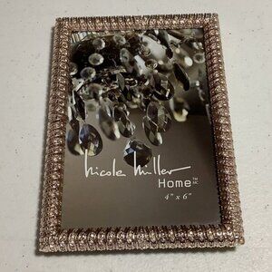 NICOLE MILLER HOME 4" x 6" Blingy Picture Frame Rose Gold & Rhinestones EUC!!